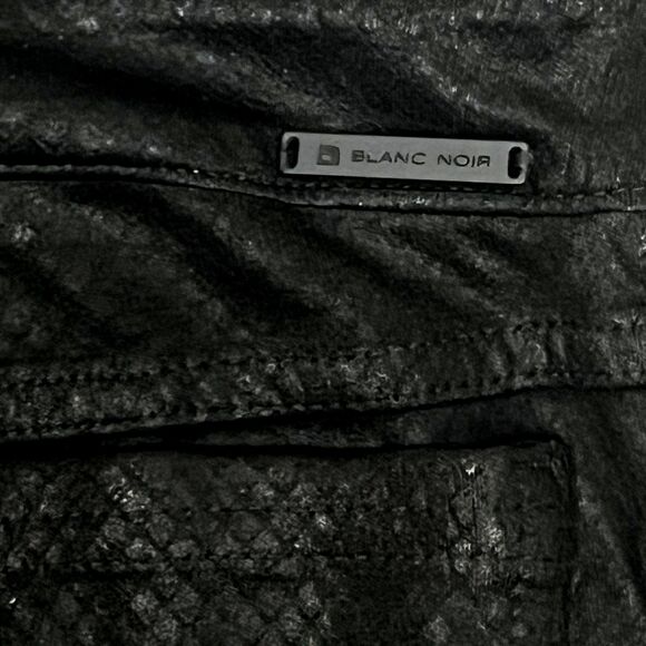 Blanc Noir Black Faux Snakeskin Leather Jegging Small Designer Legging USA Made - Picture 4 of 6